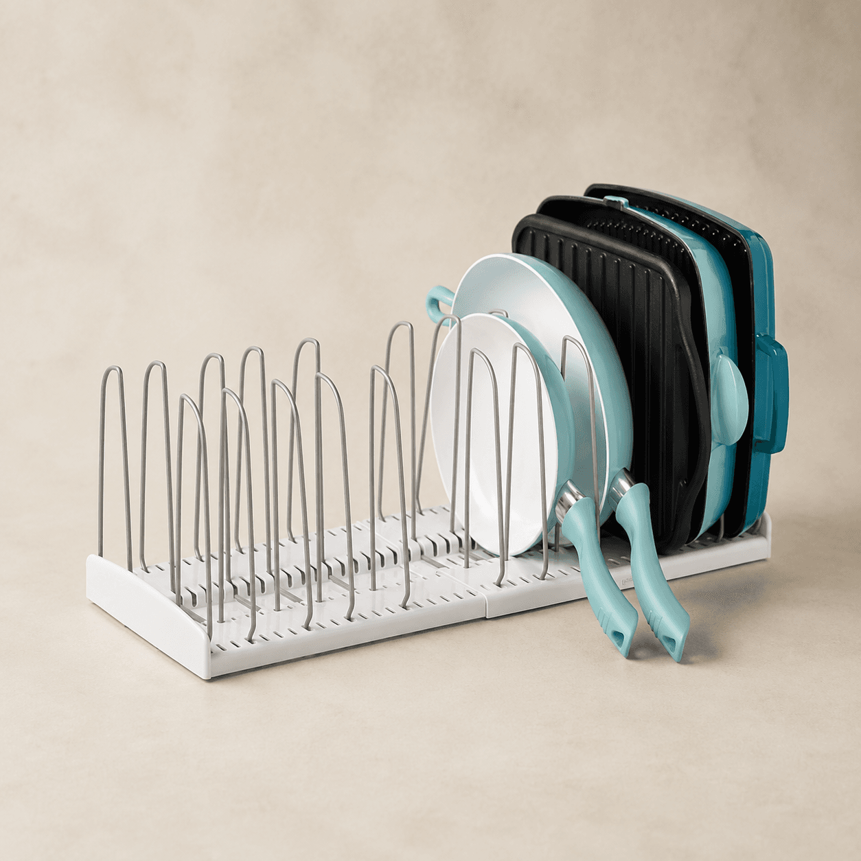 Original editorial render of a YouCopia StoreMore Expandable Cookware Rack
